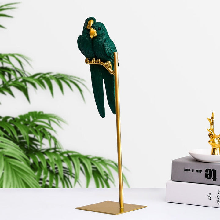 Dekorativ Lovebird Skulptur i Metal og Harpiks