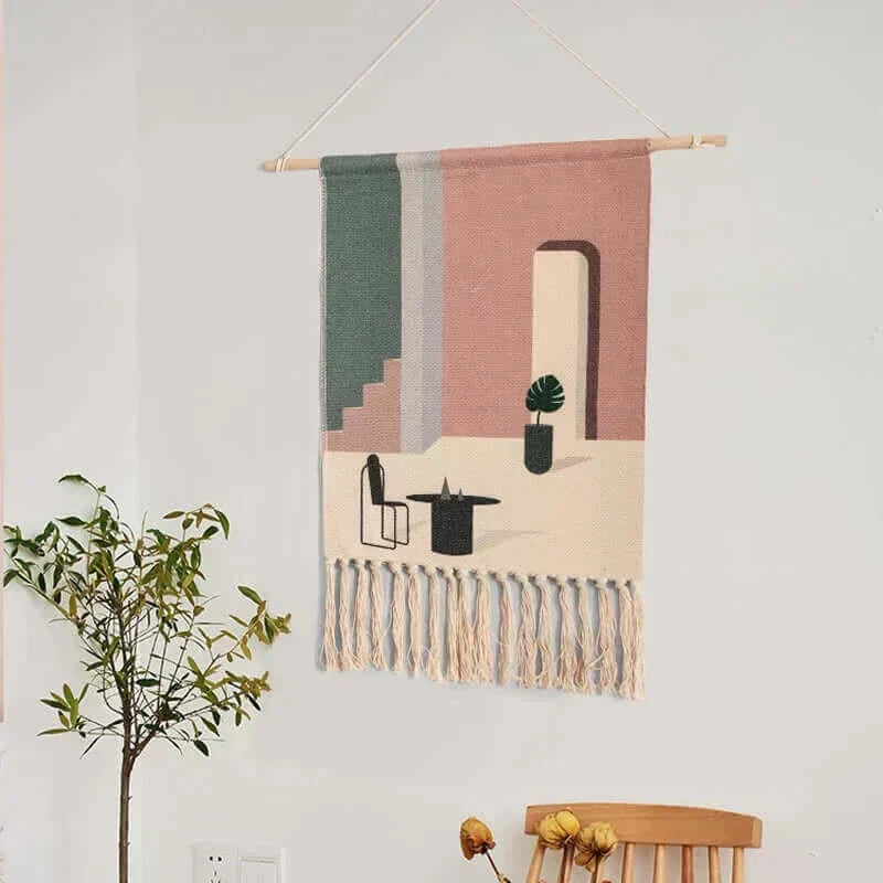 Håndlavet Bomulds Makramé Vægophæng 50x70 cm