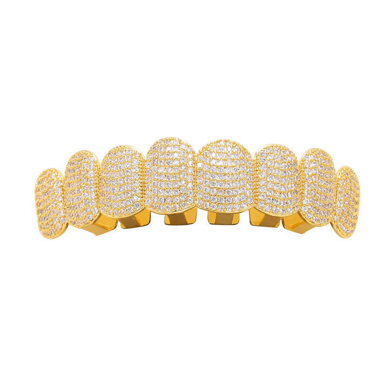 Vampyr Tand Grillz Sæt i Guld og Sølv med Zircon Diamanter