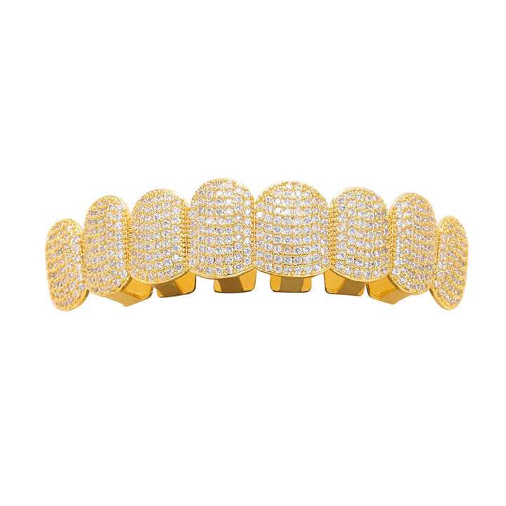 Vampyr Tand Grillz Sæt i Guld og Sølv med Zircon Diamanter