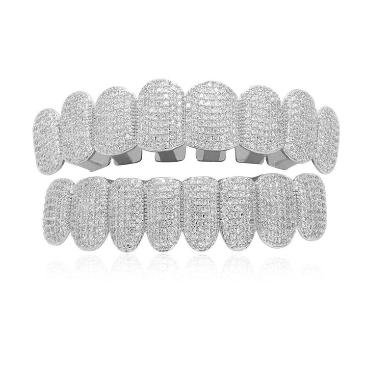 Vampyr Tand Grillz Sæt i Guld og Sølv med Zircon Diamanter