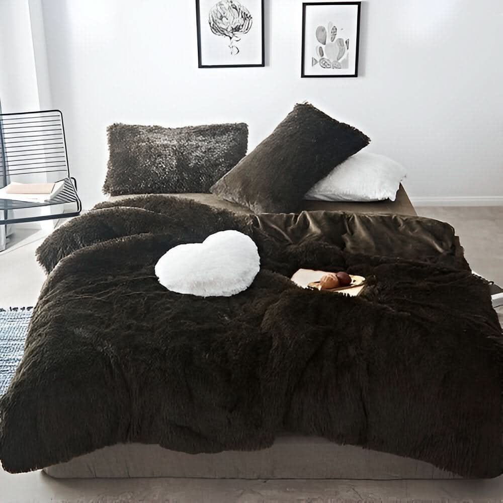 Plush Fleece Sengetøjssæt med Dynecover og Pudebetræk