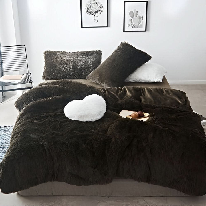 Plush Fleece Sengetøjssæt med Dynecover og Pudebetræk