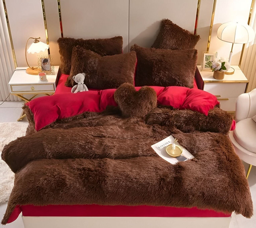 Plush Fleece Sengetøjssæt med Dynecover og Pudebetræk