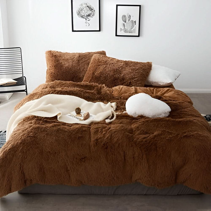 Plush Fleece Sengetøjssæt med Dynecover og Pudebetræk