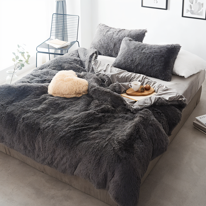 Plush Fleece Sengetøjssæt med Dynecover og Pudebetræk
