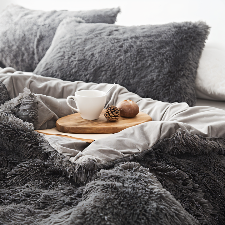 Plush Fleece Sengetøjssæt med Dynecover og Pudebetræk