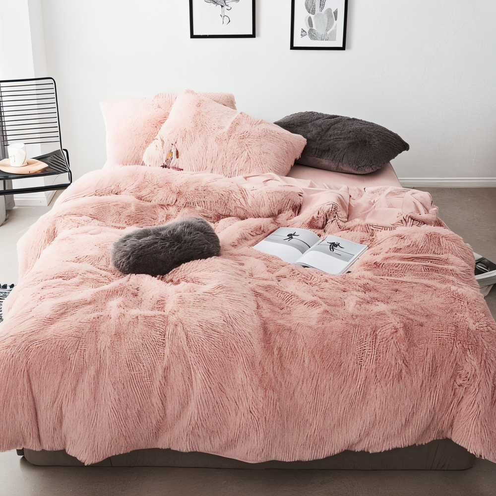 Plush Fleece Sengetøjssæt med Dynecover og Pudebetræk
