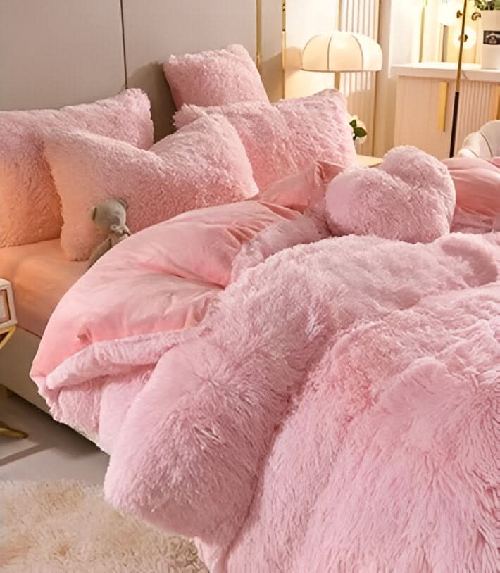 Plush Fleece Sengetøjssæt med Dynecover og Pudebetræk