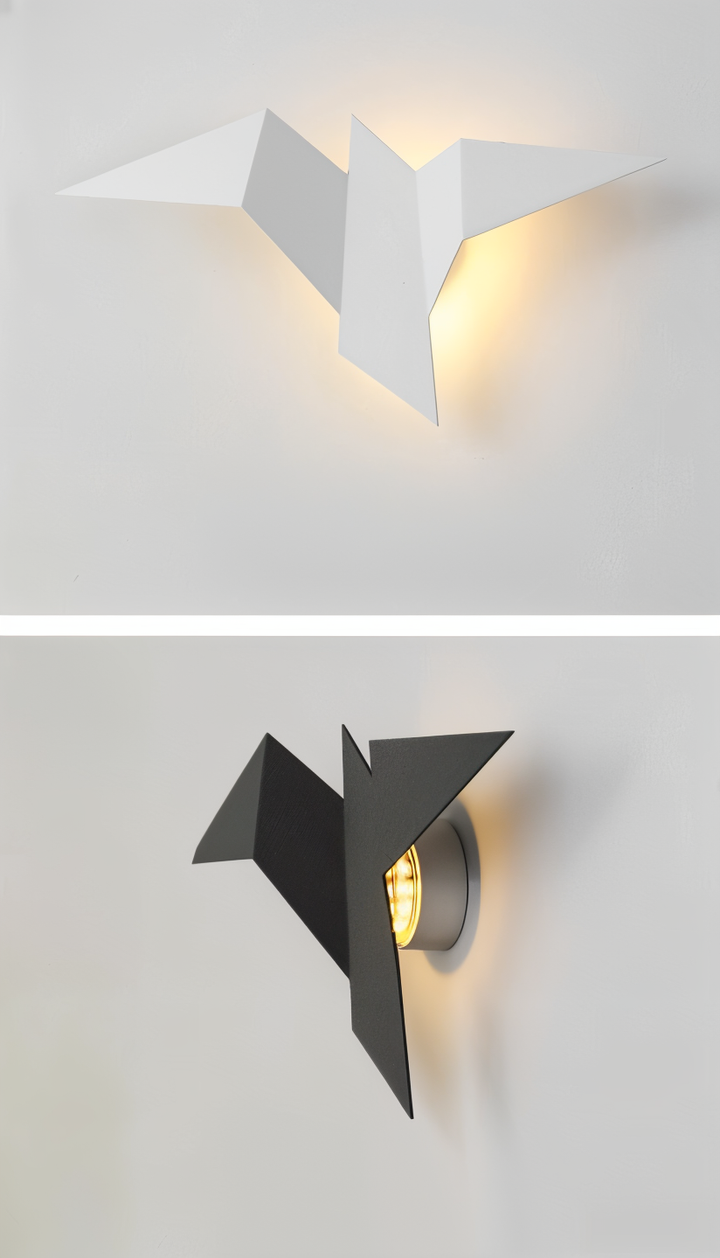 Geometrisk Origami Fugle Væglampe i Metal - Japansk Design