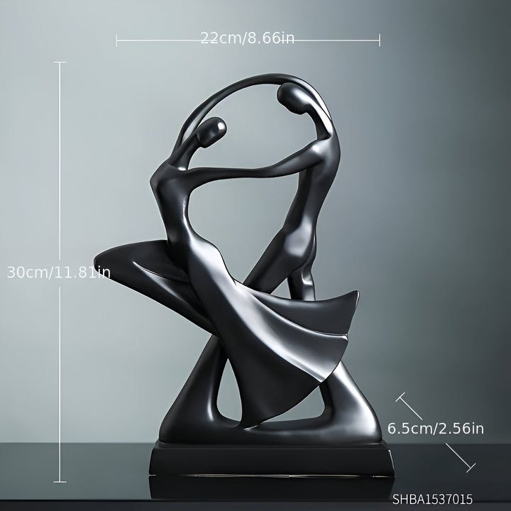 Elegant Harpiks Skulptur af Dansende Par i Sort og Hvid