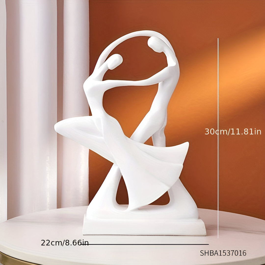 Elegant Harpiks Skulptur af Dansende Par i Sort og Hvid