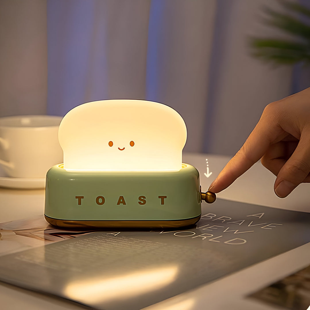 Brødrister Bordlampe med Dæmpbar LED og USB Opladning