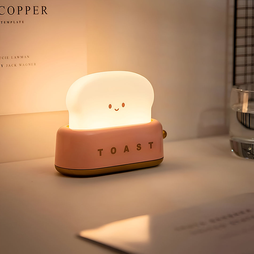 Brødrister Bordlampe med Dæmpbar LED og USB Opladning