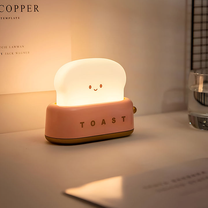 Brødrister Bordlampe med Dæmpbar LED og USB Opladning