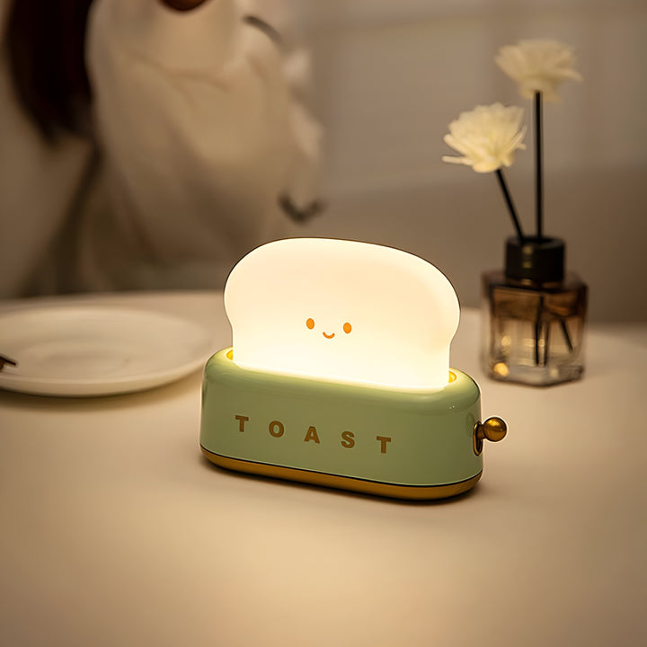Brødrister Bordlampe med Dæmpbar LED og USB Opladning