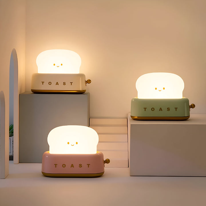 Brødrister Bordlampe med Dæmpbar LED og USB Opladning