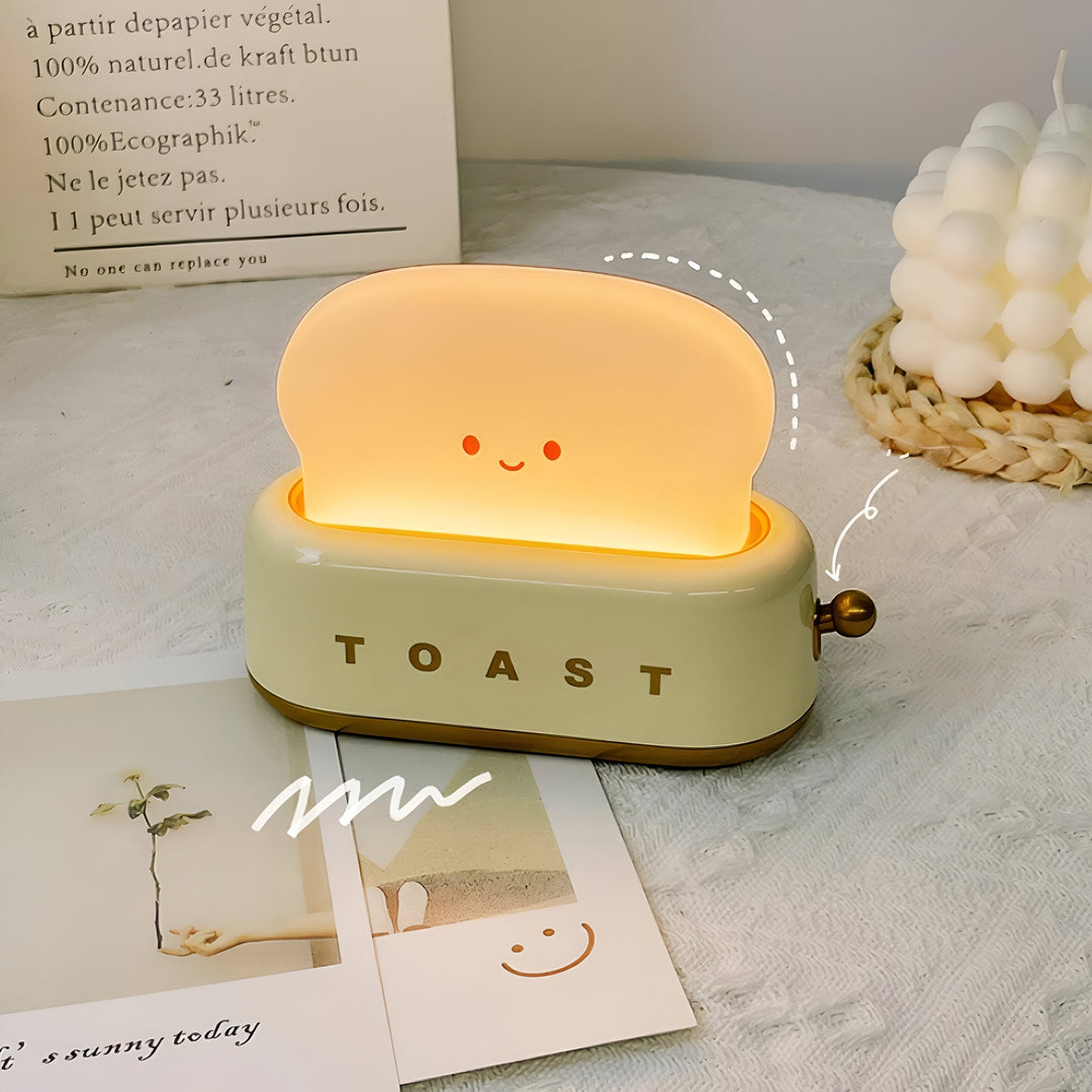 Brødrister Bordlampe med Dæmpbar LED og USB Opladning