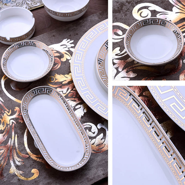 Elegant Middagsservise i Porcelæn med Guldkant