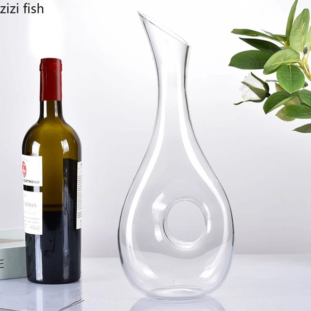 Elegant 1 Liter Glas Vinkaraffel til Optimal Iltning