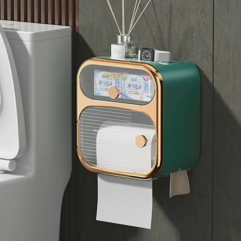 Væghængt Toiletpapirholder med Skuffe i Hvid