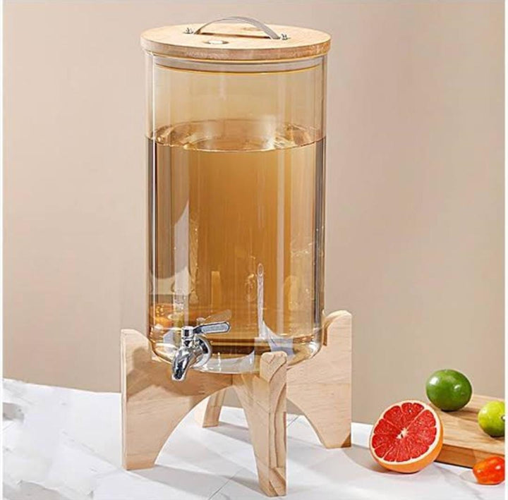Borosilikatglas Drikkedispenser 3.6L med Bambus Stativ