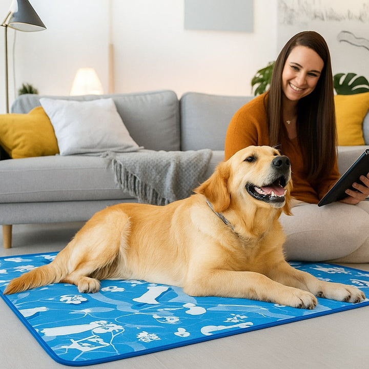 Selvkølende Hundemåtte i Is Silke Stof