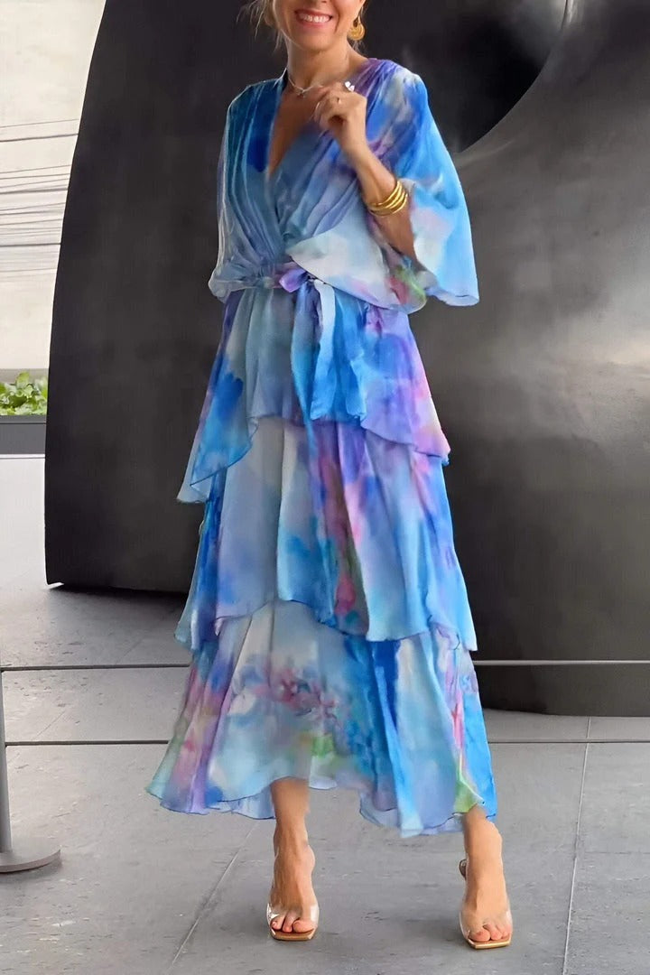 Juliette | Kvinders V-Hals Tummy Control Flowy Draped Kjole Cocktail