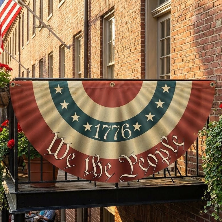 1776 Vi Folket Dobbelt-Sidet Amerikansk Flag Bunting i Lærred