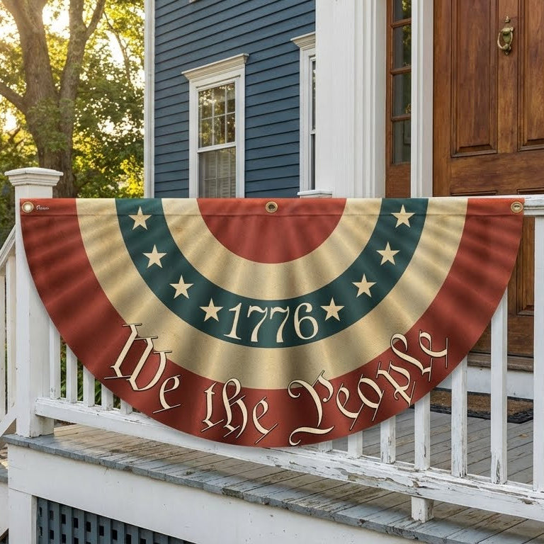 1776 Vi Folket Dobbelt-Sidet Amerikansk Flag Bunting i Lærred