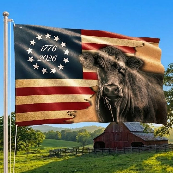 Black Angus Grommet Flag i Lærred