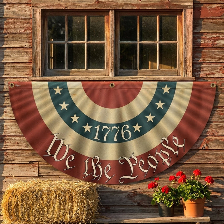 1776 Vi Folket Dobbelt-Sidet Amerikansk Flag Bunting i Lærred