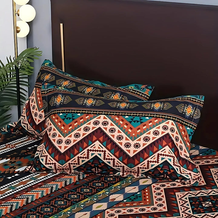 Boho Tribal Duvet Cover Set i Blød Bomulds-Mikrofiber