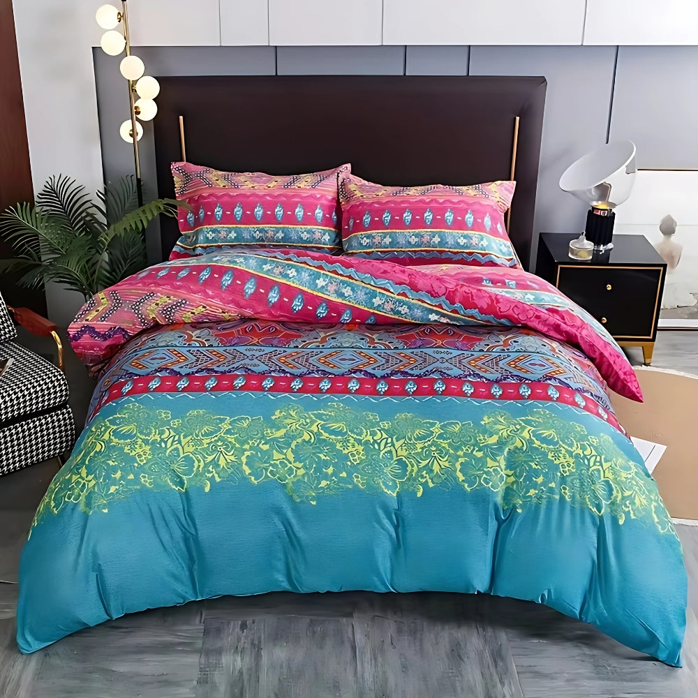 Boho Tribal Duvet Cover Set i Blød Bomulds-Mikrofiber