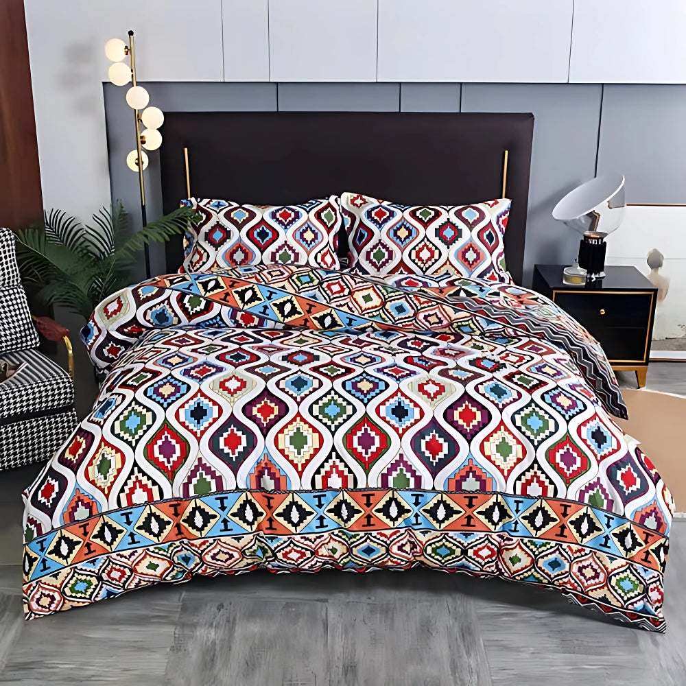Boho Tribal Duvet Cover Set i Blød Bomulds-Mikrofiber