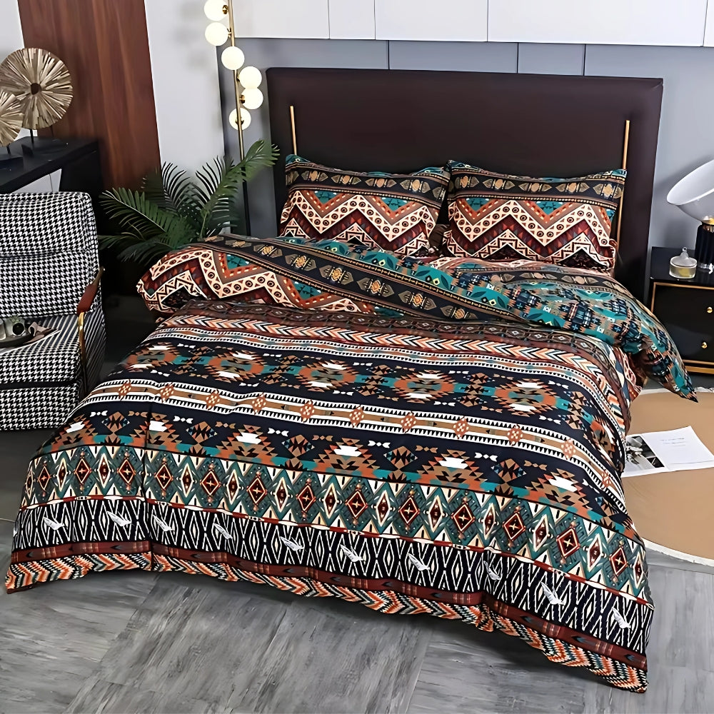 Boho Tribal Duvet Cover Set i Blød Bomulds-Mikrofiber