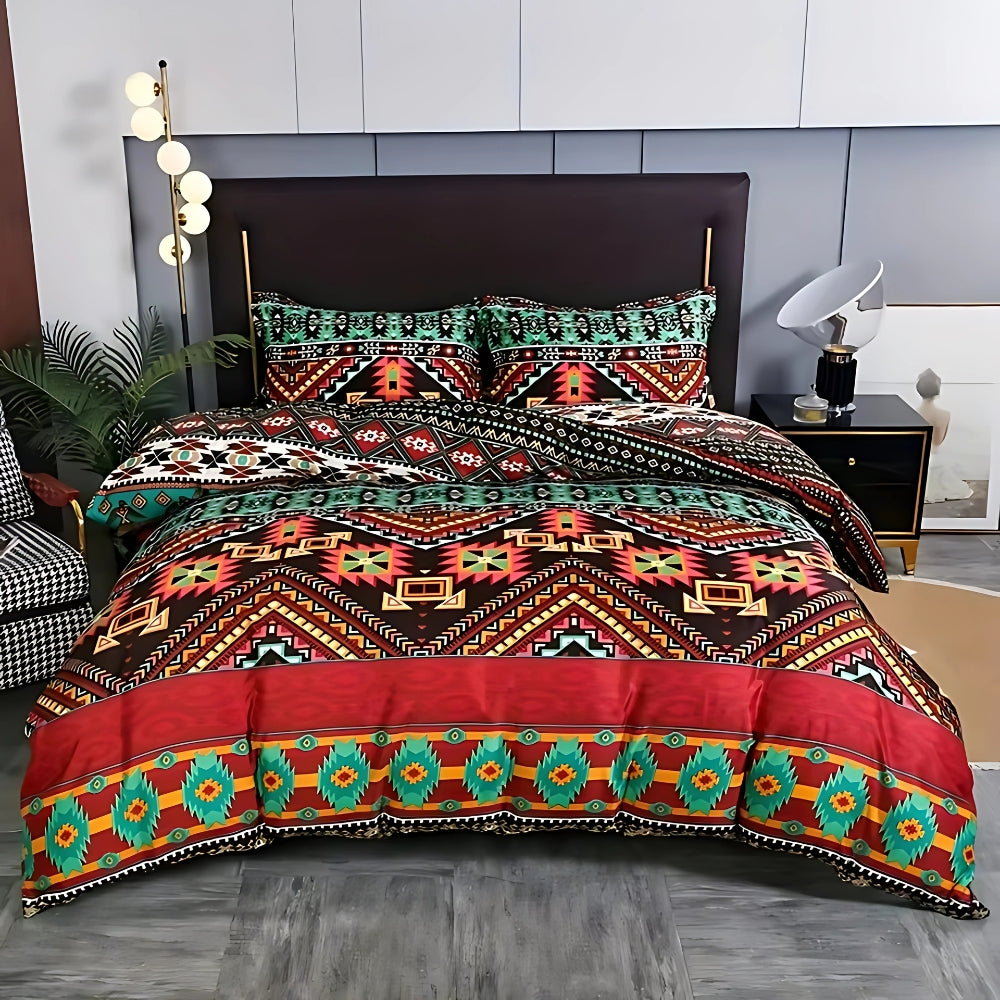 Boho Tribal Duvet Cover Set i Blød Bomulds-Mikrofiber