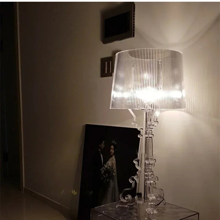 Elegant Barok Bordlampe med Stofskærm