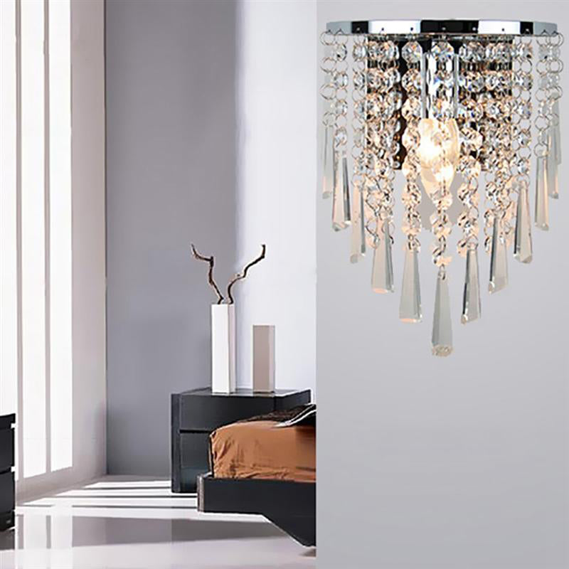 Moderne Krom Væglampe med Krystaldrops og LED
