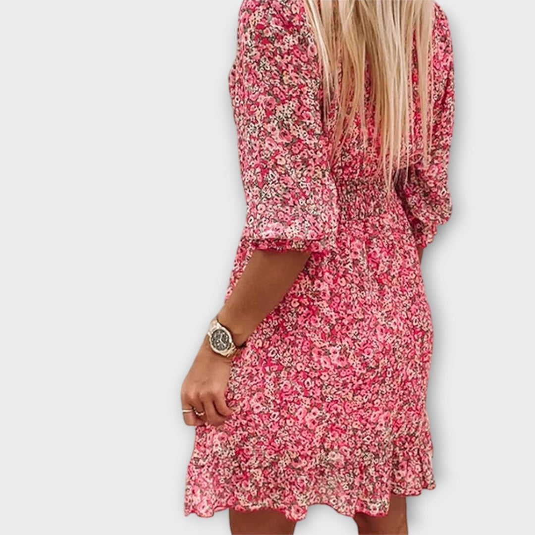 Linda™ | Blomster Puffærmet Kjole til Kvinder