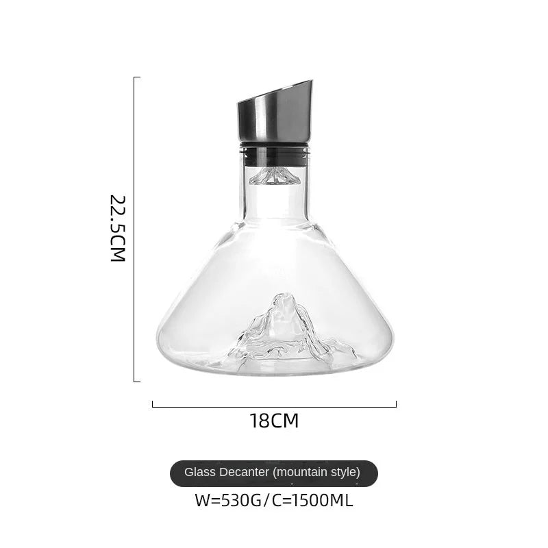 Elegant Krystal Vin Karaffel med Bjergdesign 1500 ml