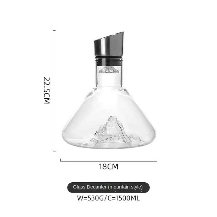 Elegant Krystal Vin Karaffel med Bjergdesign 1500 ml