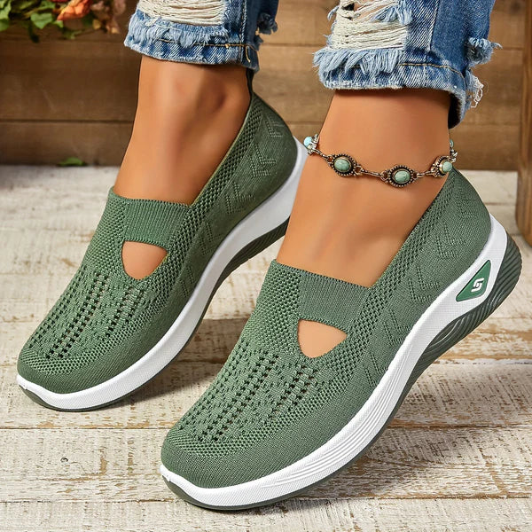 Lydia | Dame Slip-On Strik-Sneakers til Gåtur