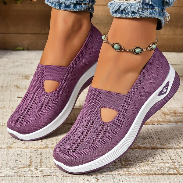 Lydia | Dame Slip-On Strik-Sneakers til Gåtur