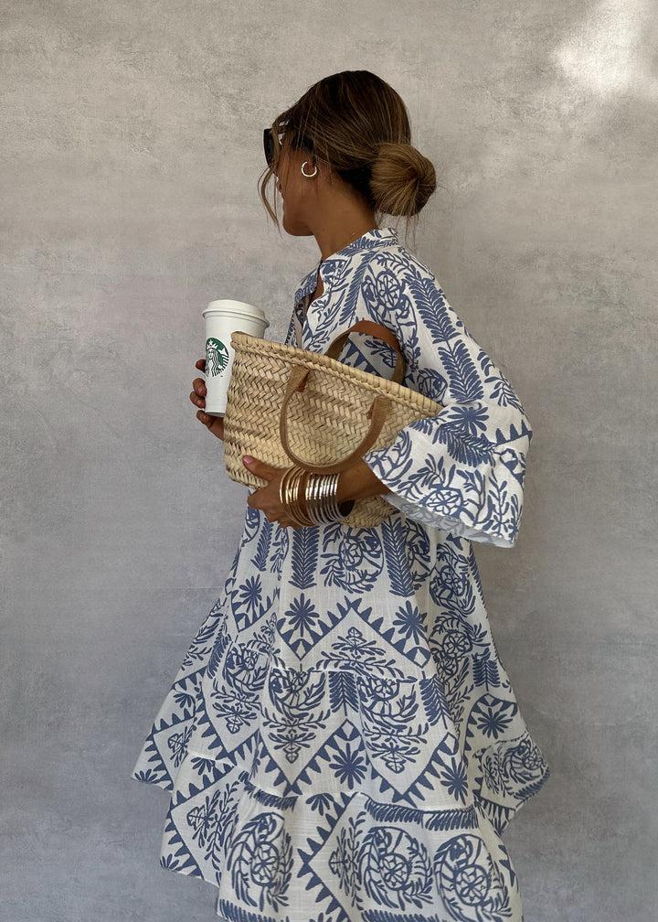 Celeste | Kvinders Boho Print V-Hals 3/4 Ærme Swing Kjole