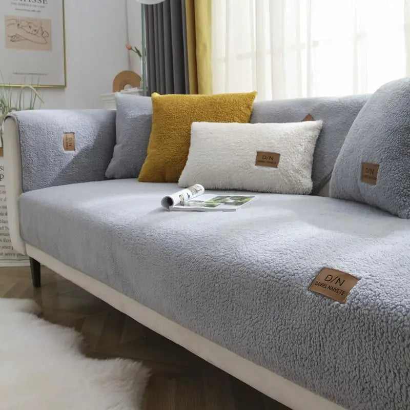 Vandtæt Sherpa Fleece Sofaovertræk med Non-Slip Bund