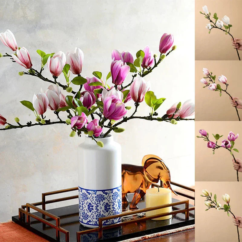 Realistiske Kunstige Magnolia Blomstergren i Høj Kvalitet