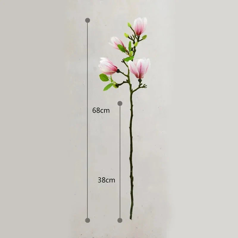 Livagtige Kunstige Magnolia Grene med Silke Blomster