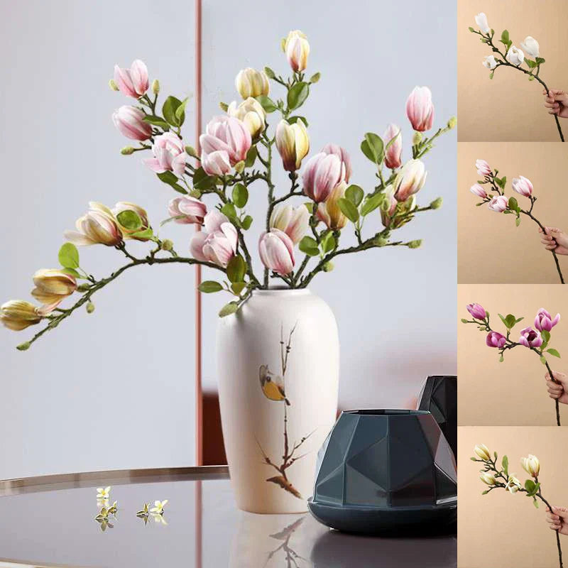 Realistiske Kunstige Magnolia Blomstergren i Høj Kvalitet
