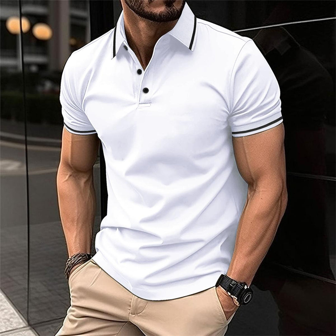 Kortærmet slim fit poloshirt til herrer med kontraststriber